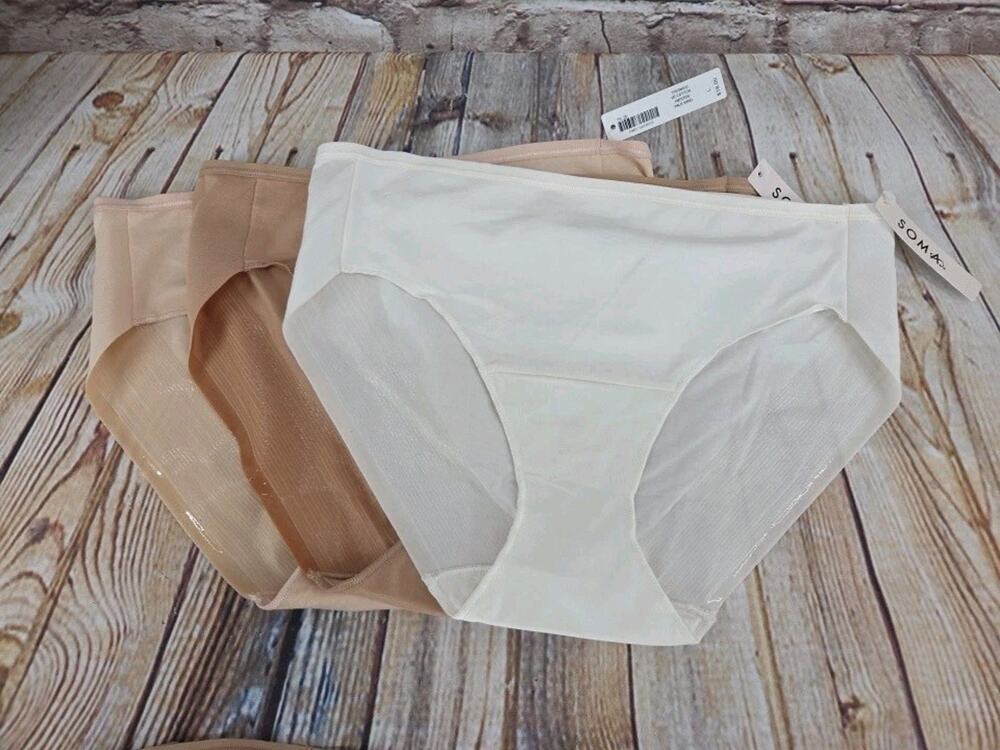 Soma Vanishing Edge Hipster Briefs Womens Large 3 Pack NEW